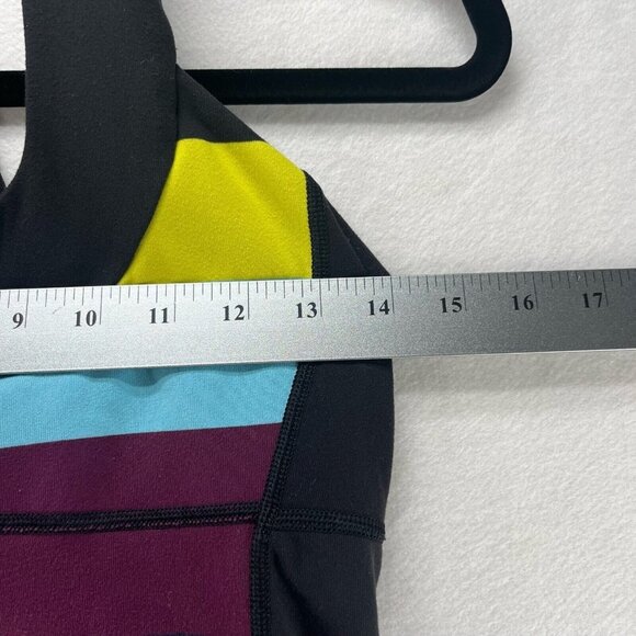 Lululemon Top Womens Size 4 Scoop Neck Tank Stripe Shelf Bra Athletic Multicolor - Picture 8 of 9